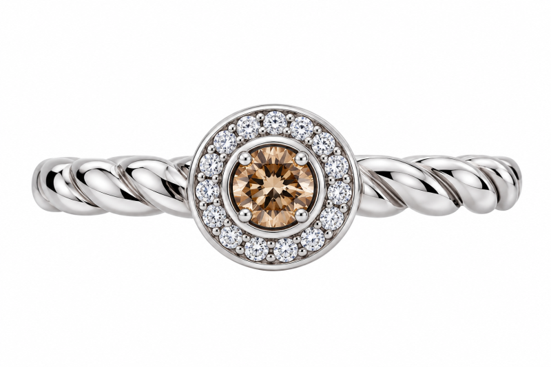 Melano Twisted Ring Gr. 56, silberfarben mit Zirkonia champagner